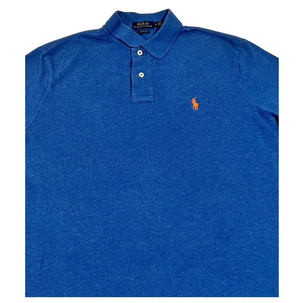 Polo Ralph Lauren Men's Classic‎ Fit Polo Shirt Blue Heather L